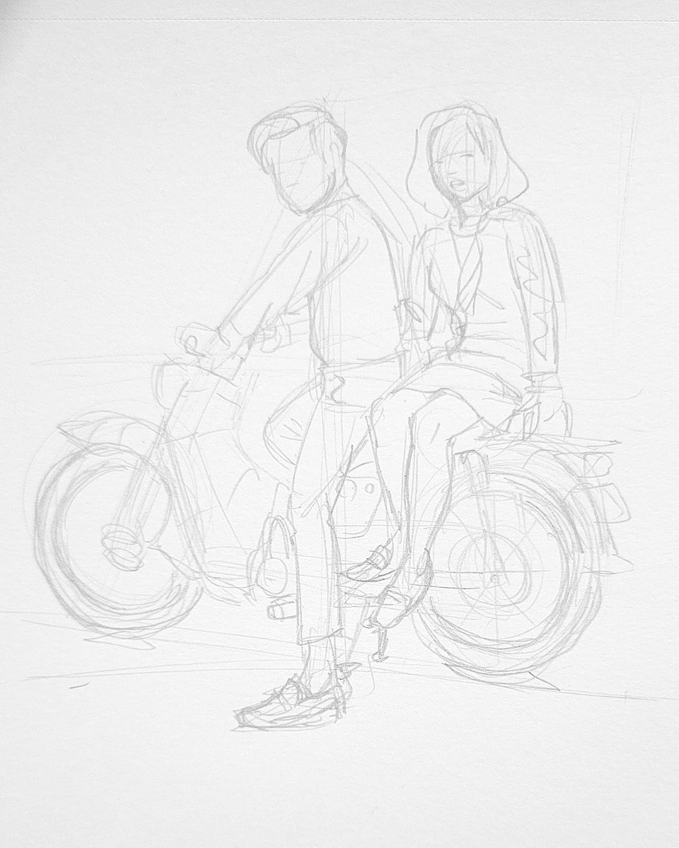 Day 4: Sketch before the sketch. Young couple on a Honda Super Cub

#hondasupercub #motorcycles #sketch