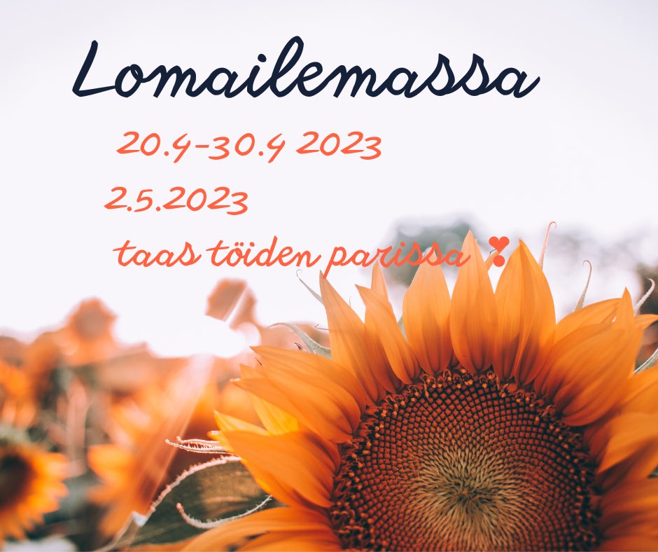 SaksetjaKarki's tweet photo. Lomailmoitus❣️                               #loma                                                 Aikoja löytyy vielä ennen lomaa ja tietenkin loman jälkeen ❤️ https://t.co/9h78AWstr4
