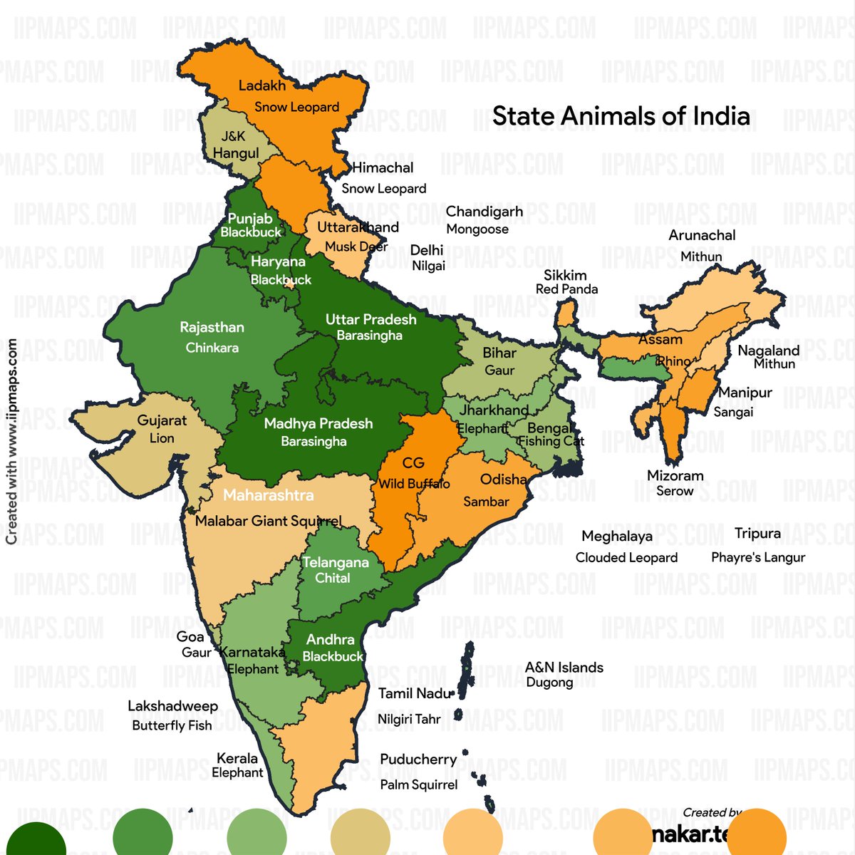 Lone Wolf Ratnakar on Twitter: "Map of State Animals in India