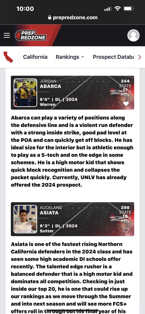 JordanAbarca10's tweet image. Thanks to @PrepRedzoneCA for the write ✍️ up and the Ranking! 1st ranked @247Sports as a 3 🌟……
#2GodbetheGlory #Humbled
#ComeGetMe  

@llcdub @CoachShephard @CoachDaft @CoachAlexDevine @coachmaxsilver @Da_DREAM47 @BWardDCoord @CoachLogo @CoachJFrank @CoachYoro 
@coachLapuaho
