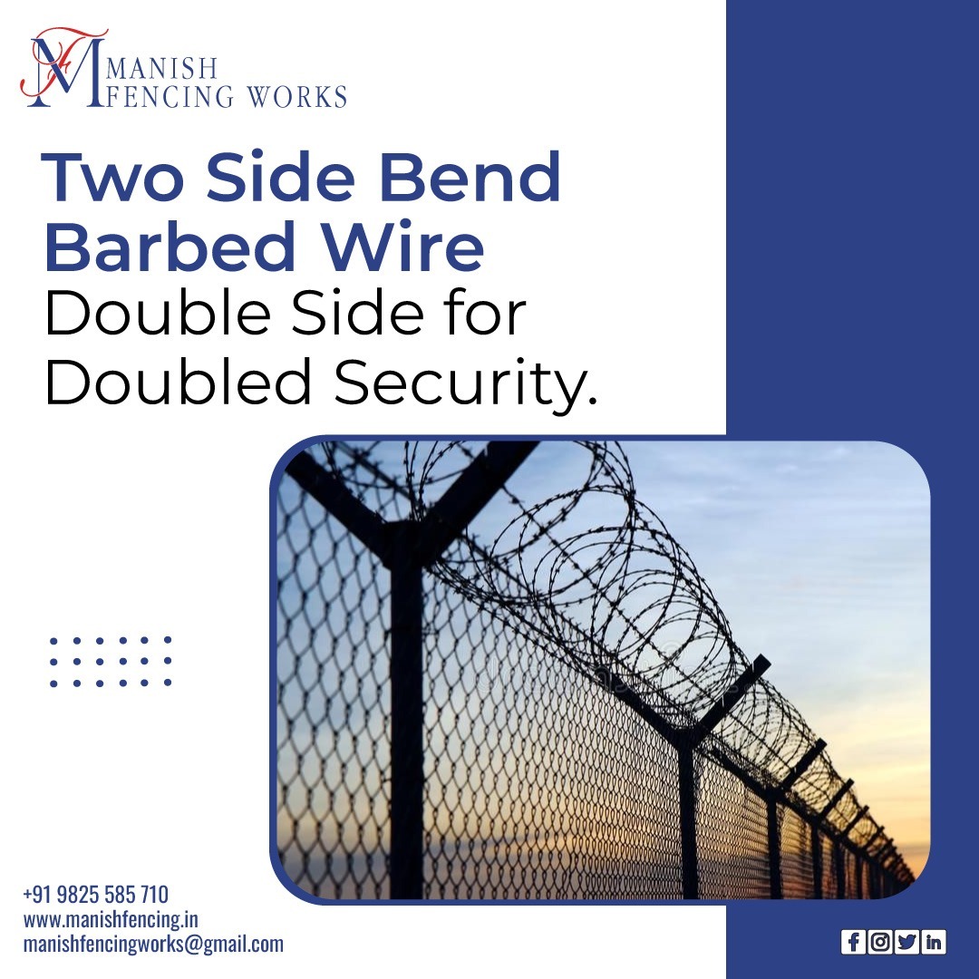 manishfencing's tweet image. &quot;Double the Protection, Double the Security! Manish Fencing&apos;s Two Side Bend Barbed Wire - The Ultimate Barrier.&quot;
#ManishFencing #BarbedWireFencing #DoubleSecurity #UltimateProtection #FencingSolutions #SecureBoundaries #PerimeterProtection #SafetyFirst #PropertySecurity #Security