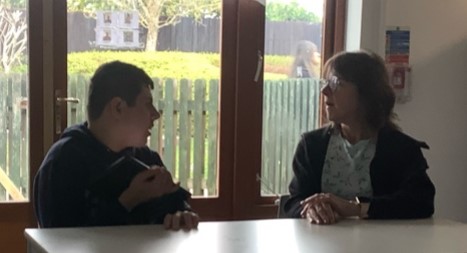 MacIntyreSchool's tweet photo. Sometimes it is lovely just to be with another person and chat about our favourite dinners! Developing our social communication and engagement #fundamentalsofcommunication #personcentred #funlearning https://t.co/IMOswlzcWG