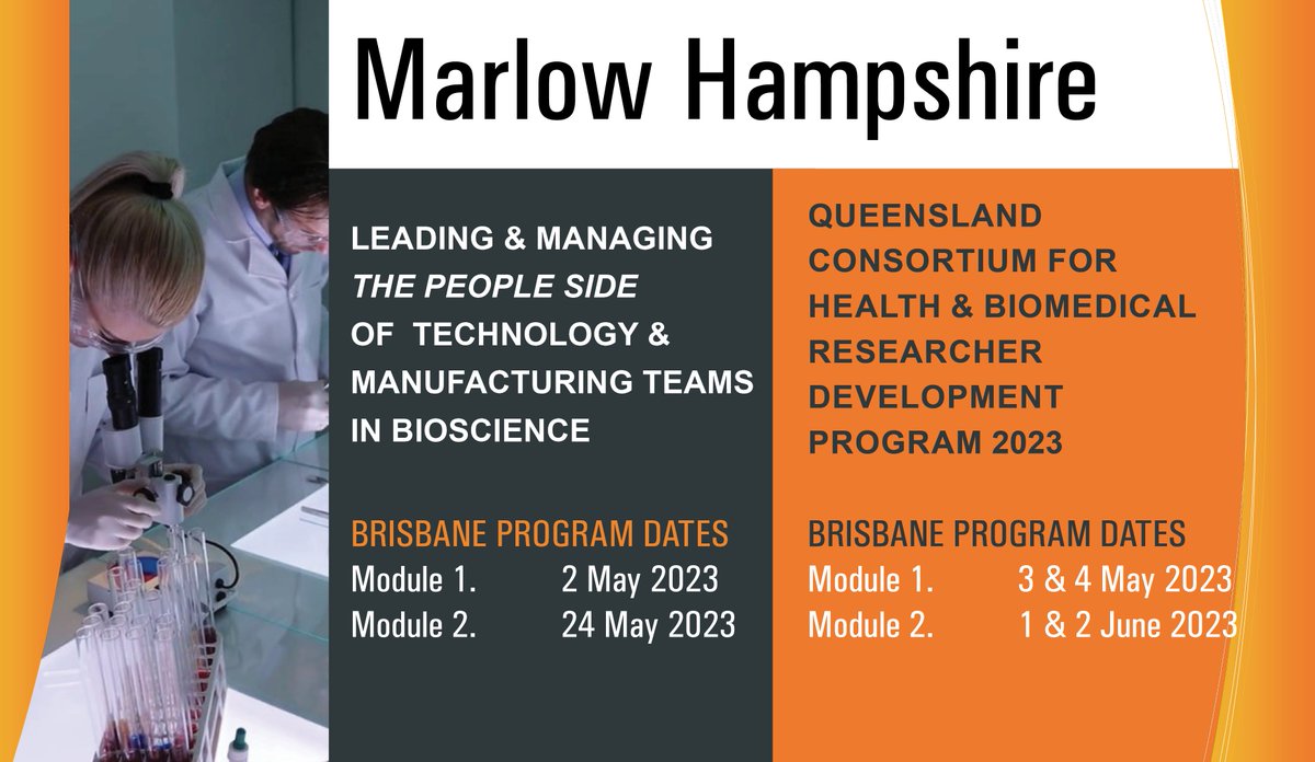 Marlow Hampshire programs available: 2 Day Lab Leadership Programs 
👉lsq.com.au/wp-content/upl… and a 4 Day Health &amp; Biomedical Researcher Leader Programs 
👉lsq.com.au/wp-content/upl… Available in Brisbane. Read more lsq.com.au/wp-content/upl… #research #leadership #technology
