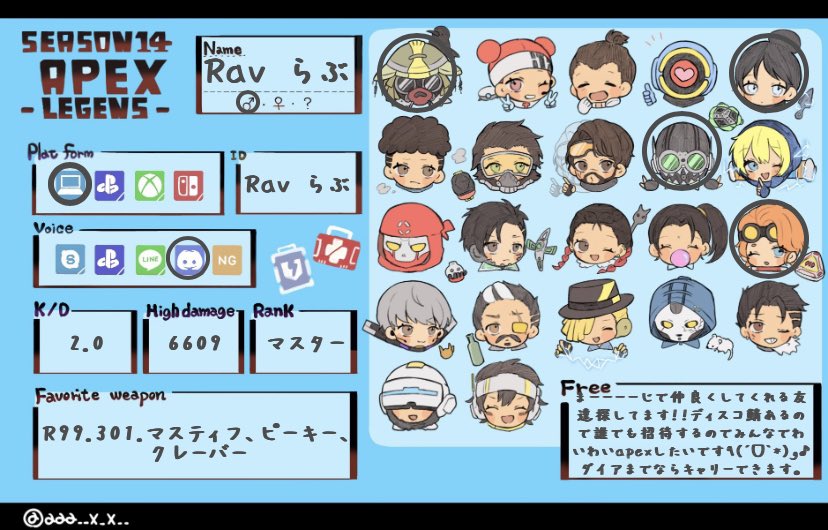 Ravfps's tweet photo. 一緒に楽しくゲーム出来る身内探してます！！
仲良くしてくださる方居ればぜひ気軽に声掛けてください〜！

#Apex自己紹介カード 
#Apex募集
#Apex募集pc 
#いいねした人全員フォロー
#apexフレンド募集 https://t.co/plV2utQPkS