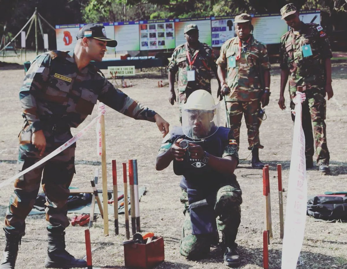 adgpi's tweet image. Exercise #AFINDEX 2023 

Contingents of participating African Nations trained on Humanitarian Mine Action drills with #IndianArmy during the ongoing Joint Exercise and shared their best practices and knowledge on Demining Operations. 

#IndiaAfricaFriendship