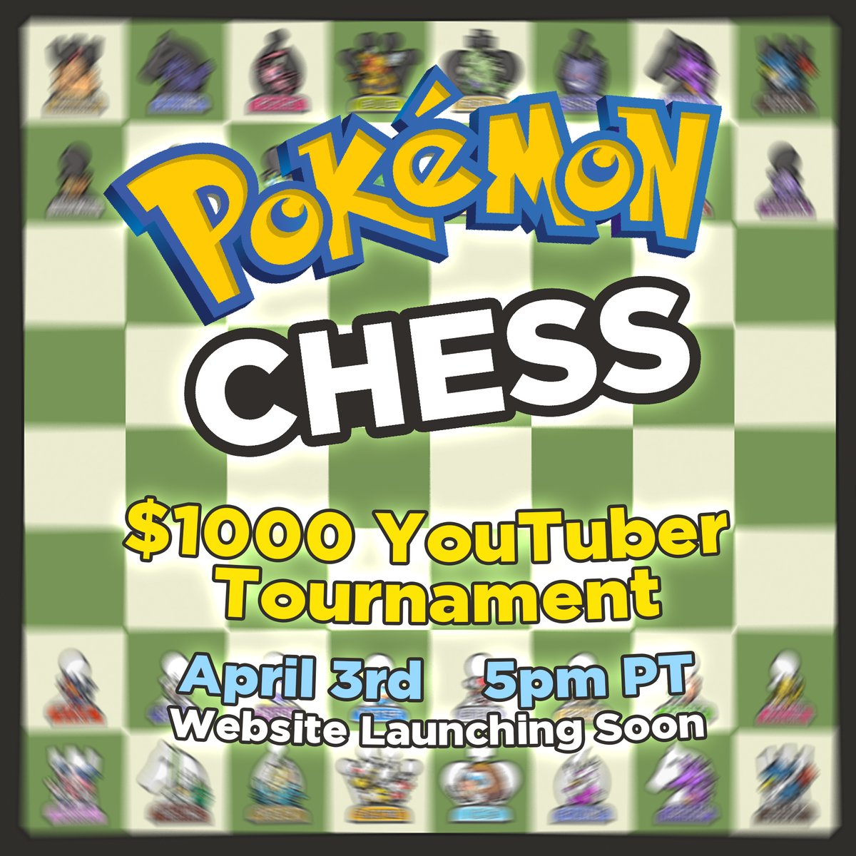 It's official! Pokémon Chess is becoming an online game, and I'm hosting the world's first tournament 8 YouTubers going head to head for $1000 Monday April 3rd, 5pm PT RT if you're excited and tag creators you want to see compete in the remaining spots!