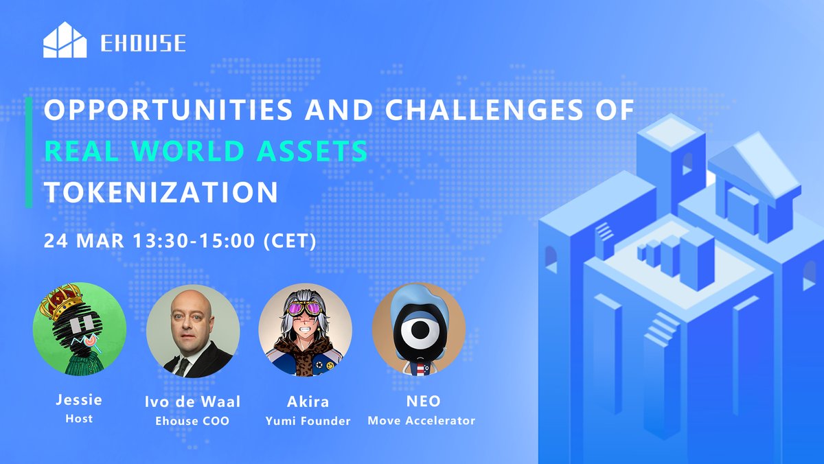 EhouseUK's tweet image. Ehouse AMA ▶️
✅Opportunities and Challenges of Real World Assets Tokenization
🕣24 Mar, at 13:30 CET or 12:30 UTC

You will learn how Web3 is changing the traditional real estate industry.

Live Subscription👇
youtube.com/live/p70L4fL0v…

#Ehouse #Yumi #MoveAccelerator