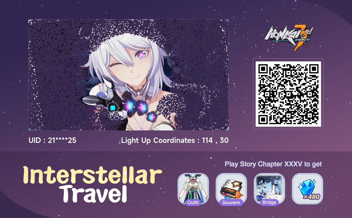 creamypeach290's tweet photo. Honkai Impact 3rd web event Interstellar Travel is now available. Light up your coordinates to leave our collective memories behind.
Thank you for the beautiful memory and best game, the memory will stay as beautiful as the beginning https://t.co/Lnm2miwKak