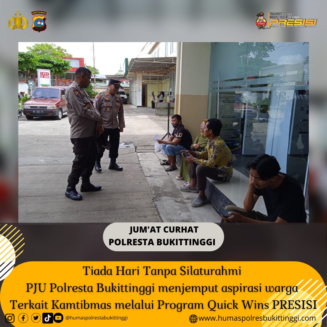 NofirwanA's tweet photo. mendengarkan aspirasi masyarakat terkait Kamtibmas melalui Program Quick Wins PRESISI  Jum'at Curhat

#polrestabukittinggi #jumatcurhat #poldasumbar #divisihumaspolri #quickwinspresisi #restabkt https://t.co/0VQMPo0lUw