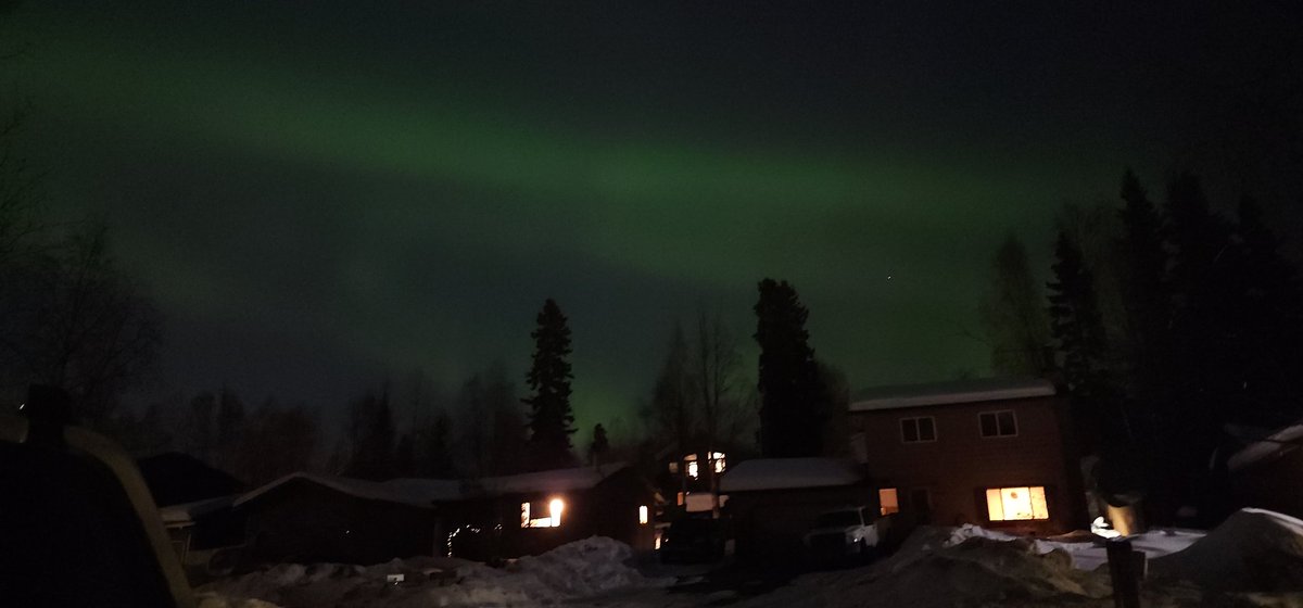 Danika711's tweet photo. Having a grand old time looking crazy in my driveway #anchorage #northernlights @AuroraNotify https://t.co/VVwLuy1Qam