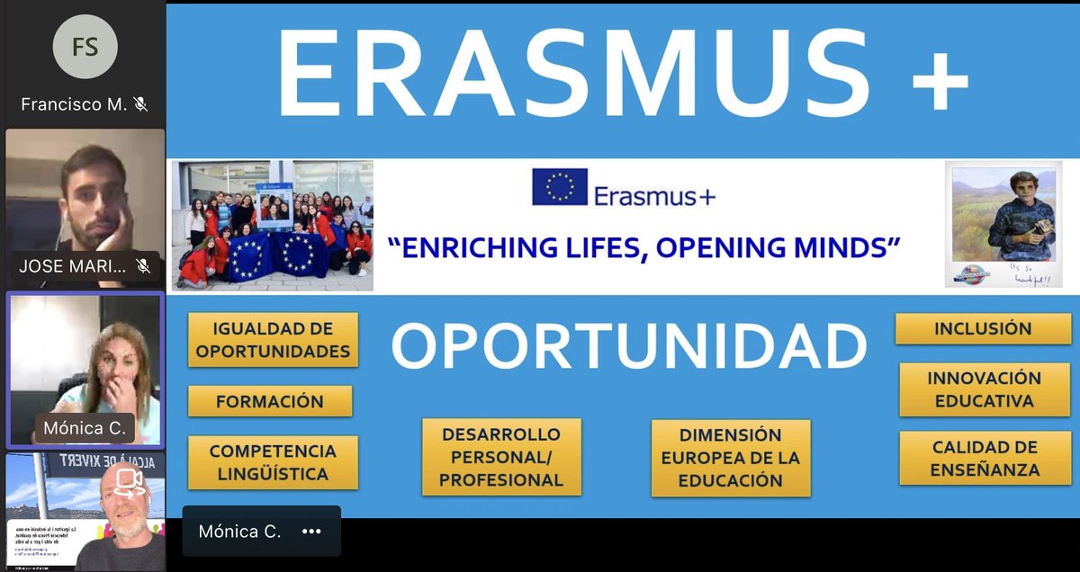 JosepLl_Segura's tweet image. Sessió en línia de la formació 
“La igualtat i la inclusió en una #edufis de qualitat, de vida i per a la vida”.
Coneixent les possibilitats dels programes #ErasmusPlus amb @gonzalez_vicent i @monicachanzapay.
Dissabte presencial a @IES_Serra_dIrta 🤸🏼‍♀️
Fons #NextGenerationEU 🇪🇺