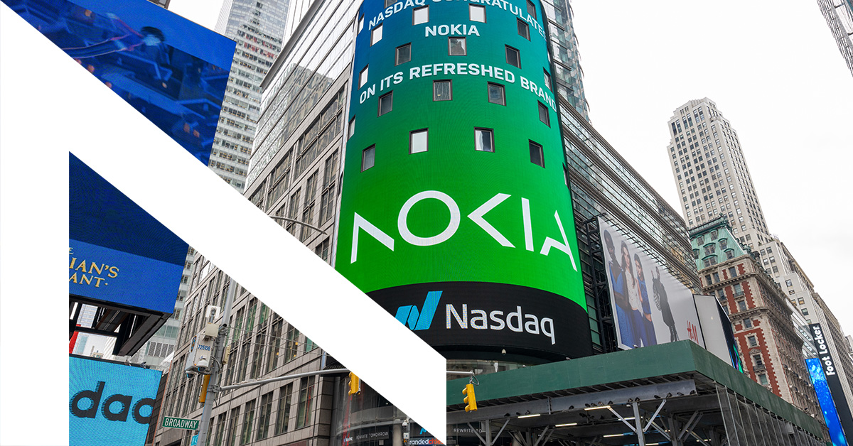 nokia's tweet photo. Celebrating the Power of n at the Times Square in New York City. 

Thank you @Nasdaq! 

#ThePowerOfn #NewNokia @NasdaqExchange https://t.co/tRLfVuS3M6