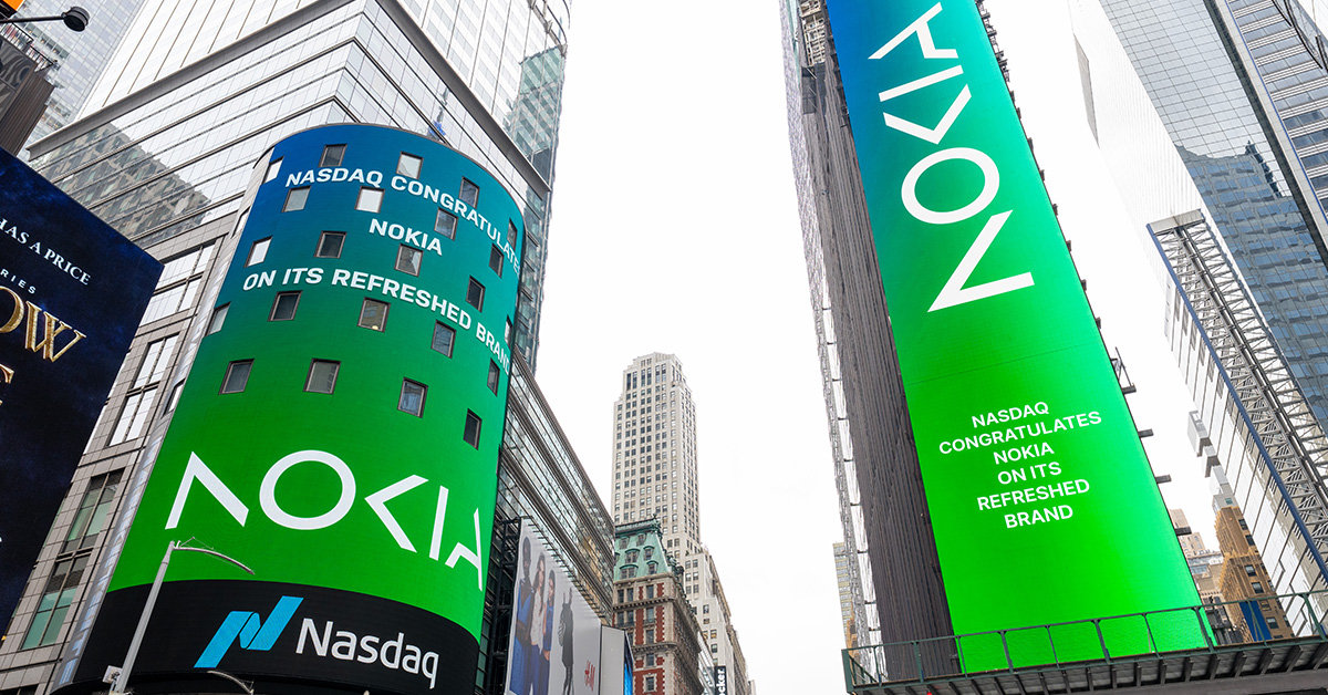 nokia's tweet photo. Celebrating the Power of n at the Times Square in New York City. 

Thank you @Nasdaq! 

#ThePowerOfn #NewNokia @NasdaqExchange https://t.co/tRLfVuS3M6