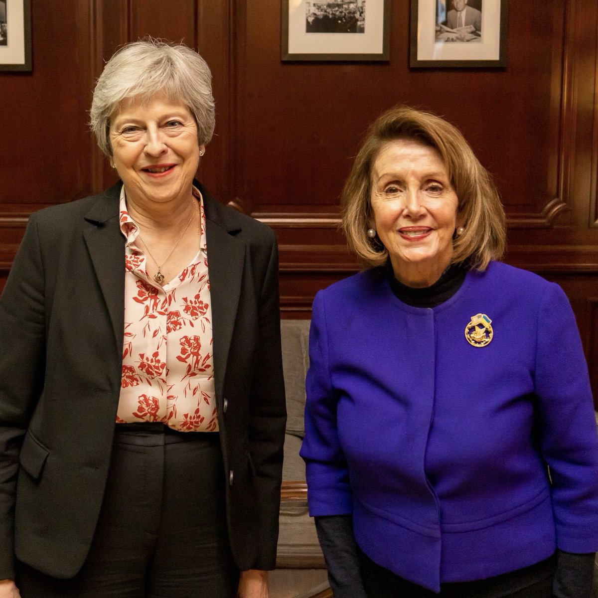 theresa_may's tweet photo. Good to be back at the UN this week to discuss international efforts in tackling human trafficking. 

Also a pleasure to see @SpeakerPelosi again &amp; to support our @FCDOGovUK teams working with inspiring women in business on #IWD2023. https://t.co/LM5FjWqmnp