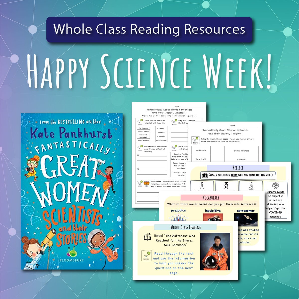 HiveTeaching's tweet photo. Celebrate pioneering women scientists with our resources.

Make reading comprehension fun, relevant and always based on brilliant texts!

https://t.co/r52lwhc6oj

#scienceweek #internationalwomensday #schoolresources #wholeclassreading #KS2 #guidedreading https://t.co/XzCfmJla1y