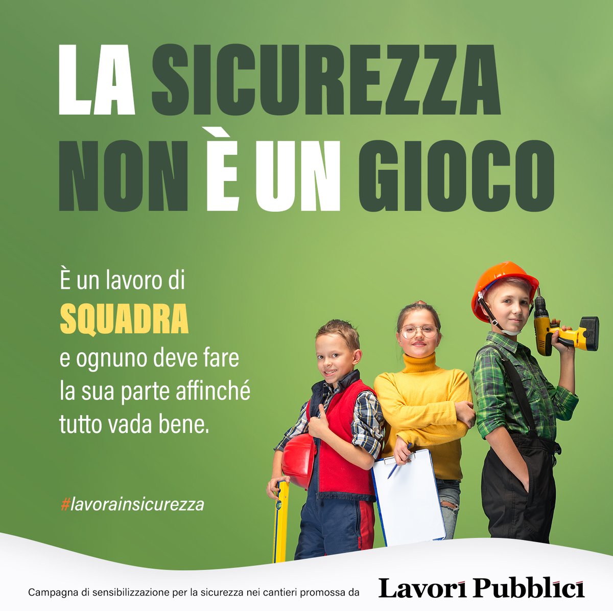 Prosegue la nostra campagna di sensibilizzazione per la #sicurezzacantieri
La sicurezza non è un gioco, è un lavoro di squadra dove tutti devono fare la loro parte.
#lavorainsicurezza
Scarica e condividi il nostro poster:
lavoripubblici.it/documenti2023/…