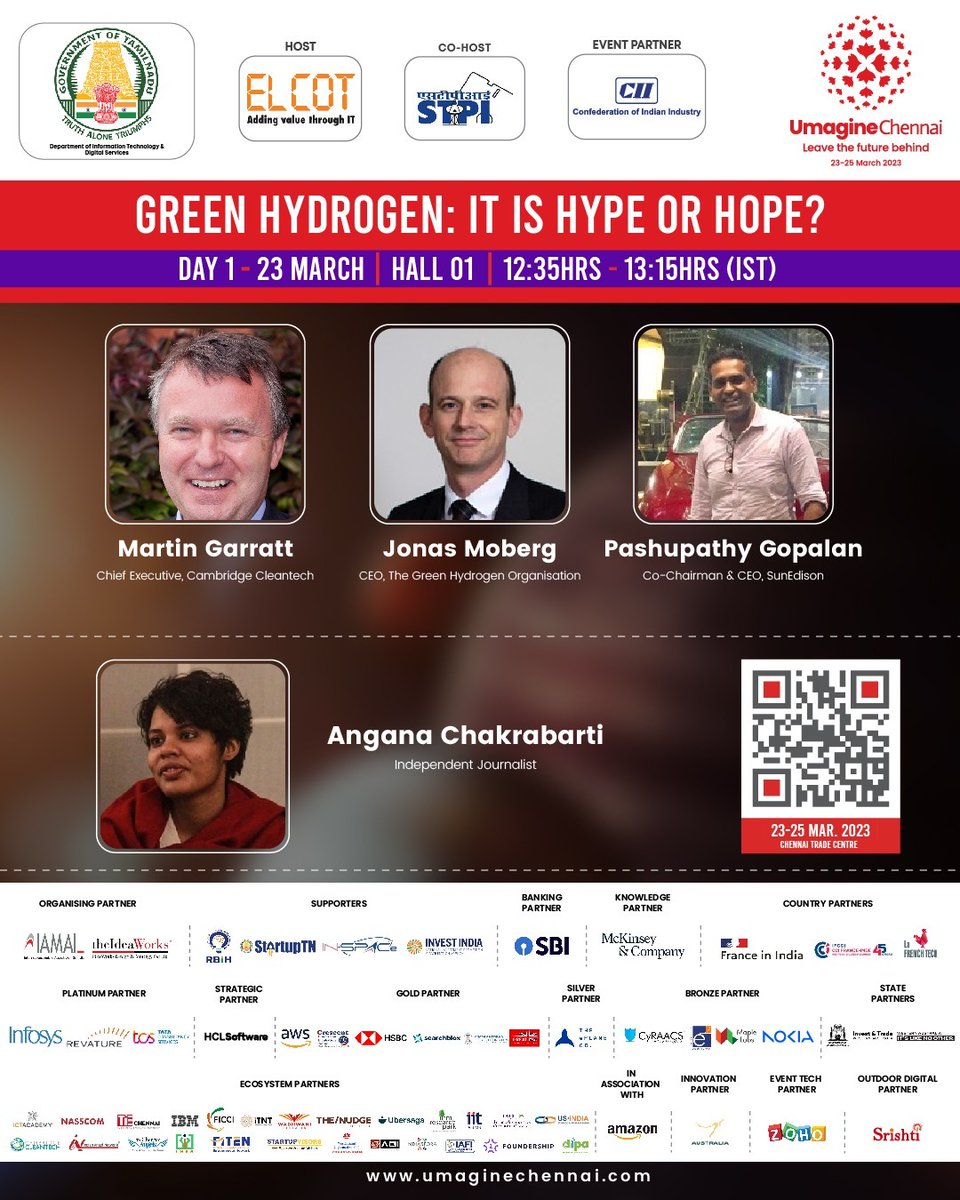 Join us for a thought-provoking discussion on Green Hydrogen: Is it Hype or Hope? 

Moderator
@AnganaCk 

Among our panellists are:
Martin Garratt 
@jonasmoberg1 
Pashupathy Gopalan 

Know more - bit.ly/3F32qrV

@Manothangaraj @ELCOT_TN @stpiindia @FollowCII