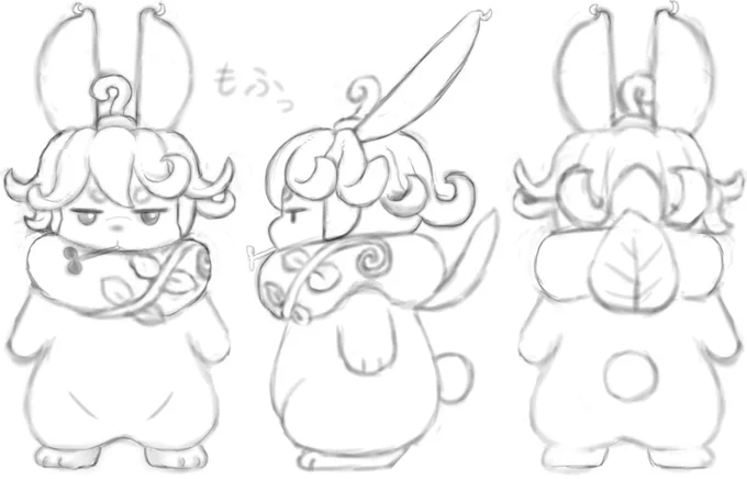 サヤエンドウサギちゃんの、前、横、後ろ姿。
丸っこくてモフモフでございます🐰🌱 