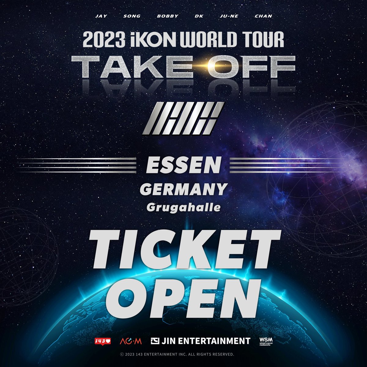 JinEnt_'s tweet photo. [2023 iKON WORLD TOUR TAKE OFF - ESSEN] – Ticket Sale OPEN!

🇩🇪 ESSEN
24.06.2023 Grugahalle

📣Ticket on Sale!

Tickets for ESSEN : 
https://t.co/9iYuT04Y26
https://t.co/UXBnEygSrj

@withikonic
#iKON #iKON_EuropeTour #2023iKONWORLDTOURTAKEOFF #iKONonTour #JinEnt #withikonic https://t.co/vBcJSPg4Kx