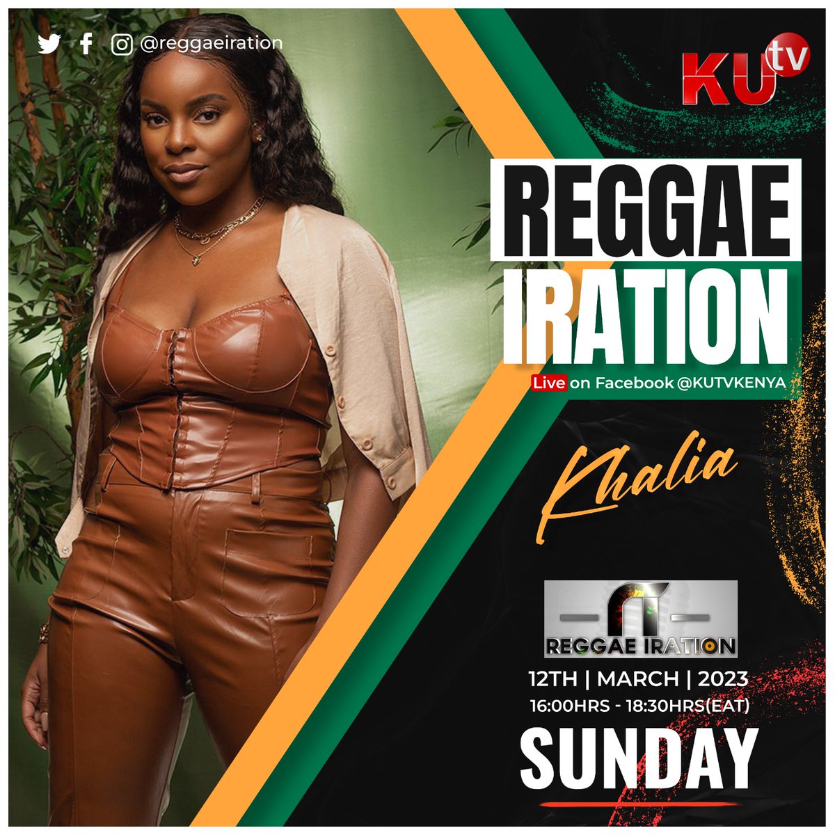 kutv_kenya's tweet photo. Don't forget to tune in. Any questions you have for @khalia100 let us know them on our handles and it will be answered. Reggae Iration this Sunday evening on your screen.
#kutv #reggaeiration https://t.co/qBDO0t0doc
