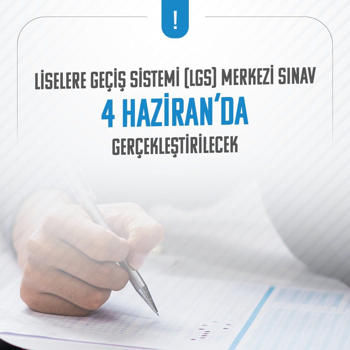 Liselere Geçiş Sistemi (LGS) kapsamındaki merkezî sınavı, 4 Haziran 2023 tarihinde gerçekleşecek. Şimdiden sınava girecek tüm öğrencilerimize başarılar diliyoruz.
