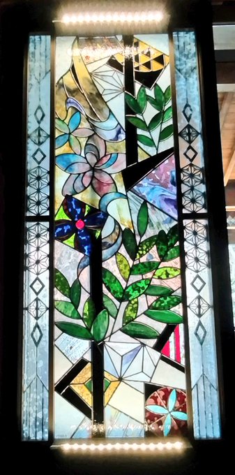 ステンドグラスパネル煙サンタ22-2