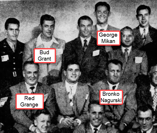 NFL_Journal's tweet photo. amazing company, Bud Grant with other greats, 1949

#RIPBud #Skol https://t.co/lnb6ZFOTqm