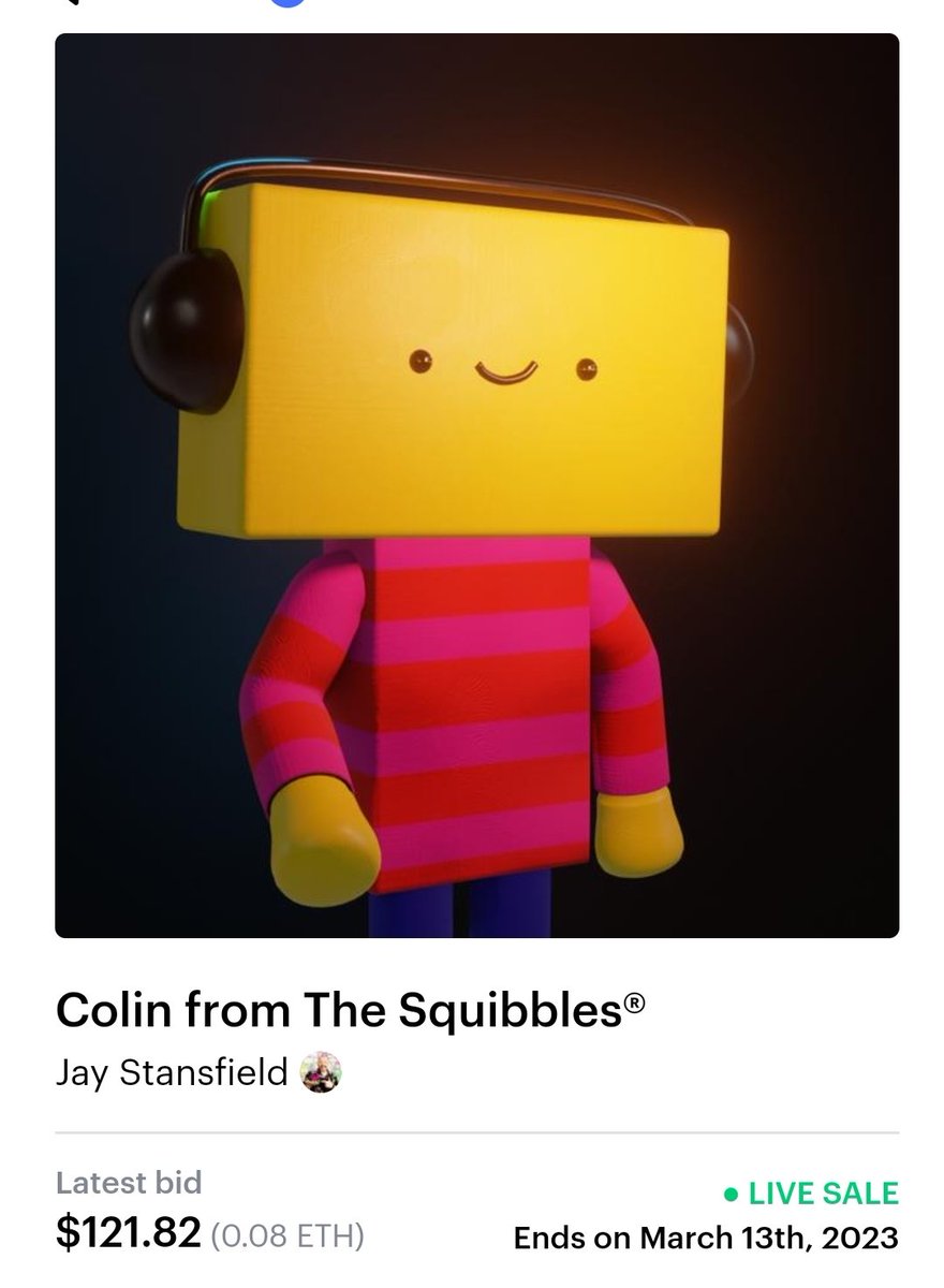 jaystansfield's tweet photo. Do you want a fully controllable Colin Avatar??
Bids have started on this fantabulous fella over at Metamundo and proceeds go towards funding the production of the 3d animated kids show The Squibbles.
ONLY 24 HOURS!
https://t.co/a8HF8tteiR
#theSquibbles #metamundo https://t.co/ywUh5H2ypC