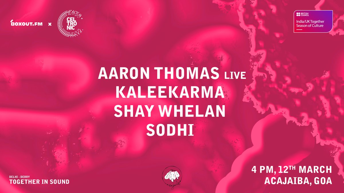 boxoutfm's tweet photo. Today in Goa. @_ShayWhelan_ @SodhiArjun #Kaleekarma and #aaronthomas 4pm onwards. https://t.co/Vaa2QHi8wj