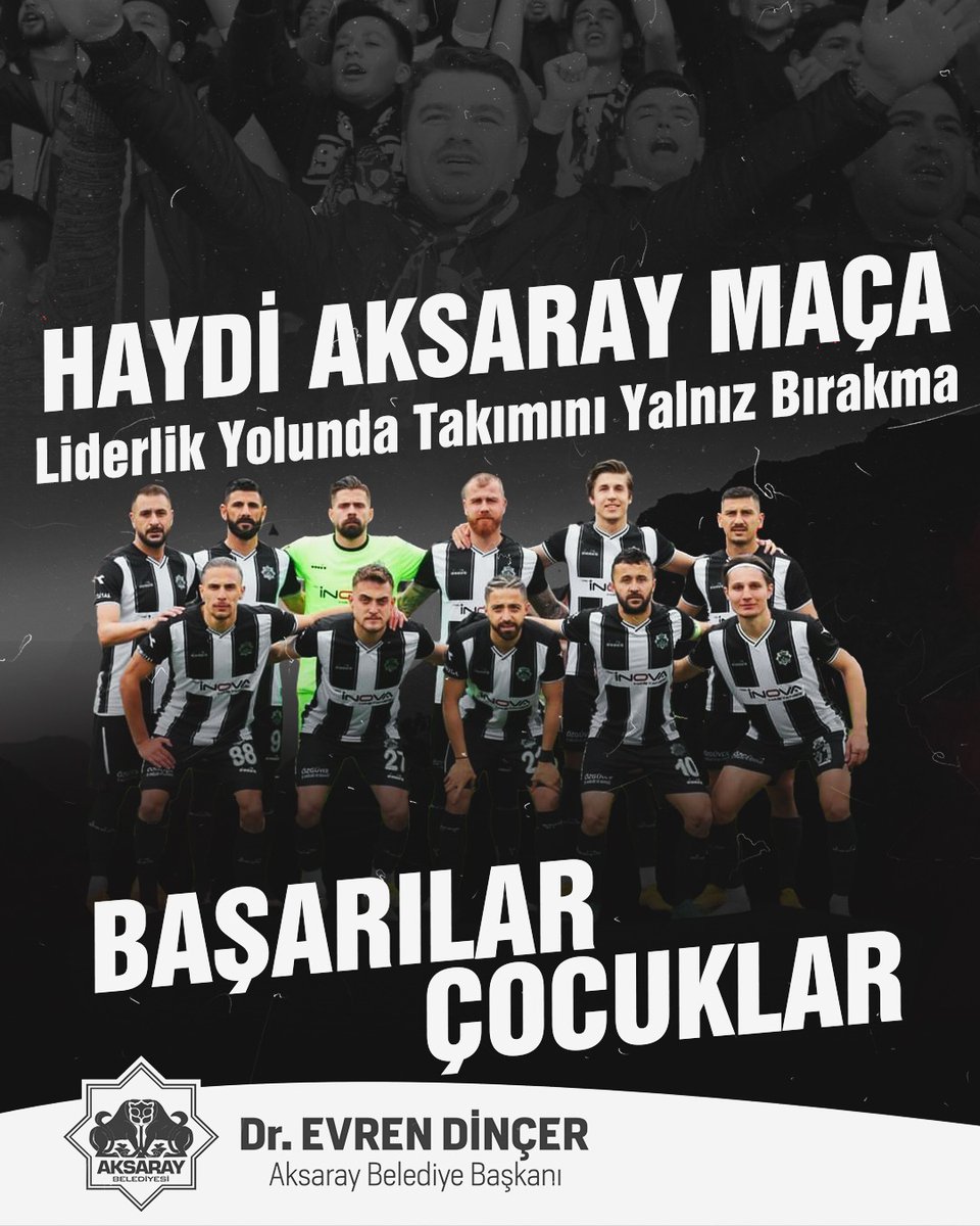 evrendincertr's tweet photo. Haydi Aksaray Maça 😎

2. Lig yolunda takımımız önemli bir maça çıkıyor. 68 Aksaray Belediyesporumuza Çankaya Fk Spor karşısında başarılar dilerim.💪

Tüm hemşehrilerimi bu önemli maçta tribünleri tıklım tıklım doldurmaya davet ediyorum. 🙋‍♂️

🏟️ Dağılgan Stadyumu
⏰ 14.00 https://t.co/Kon3xeUJMi