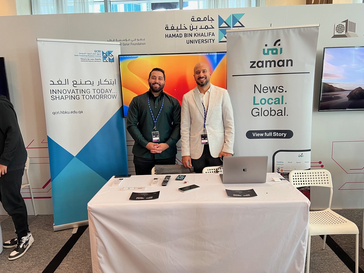 QCRI is participating in the Aljazeera <a href="/AJArabic/">قناة الجزيرة</a> Forum and AI in the Media Conference, demonstrating our Zaman, METRIC, and Flood Insights technologies.

<a href="/HBKU/">جامعة حمد بن خليفة</a> <a href="/QF/">Qatar Foundation</a>