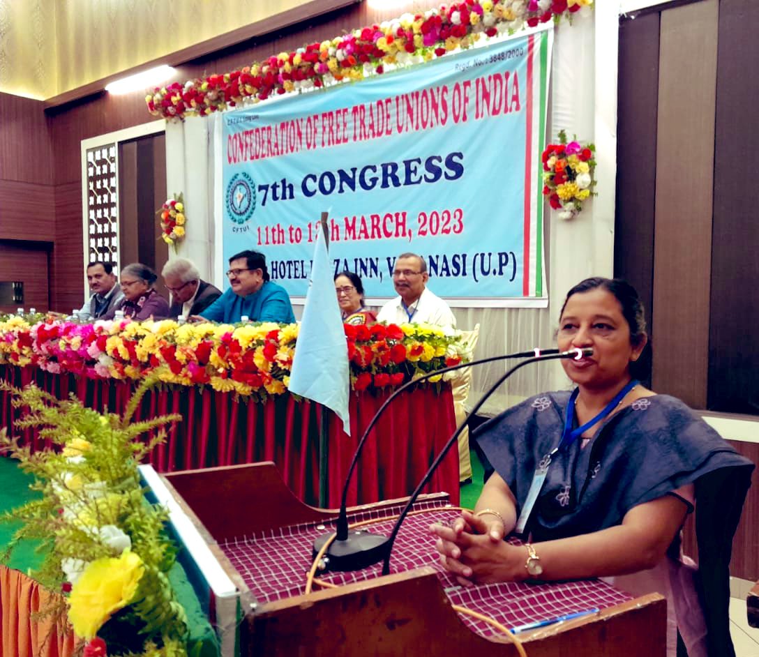 CFTUI2's tweet photo. The #WSM & #ITUC delegates Mr Bruno , Mr Jeroen Roskams and Sister Francina Varghese also addressed the inaugural session of #CFTUI 7th congress at Varanasi.
@itucasiapacific @ituc https://t.co/uZCFNmYika
