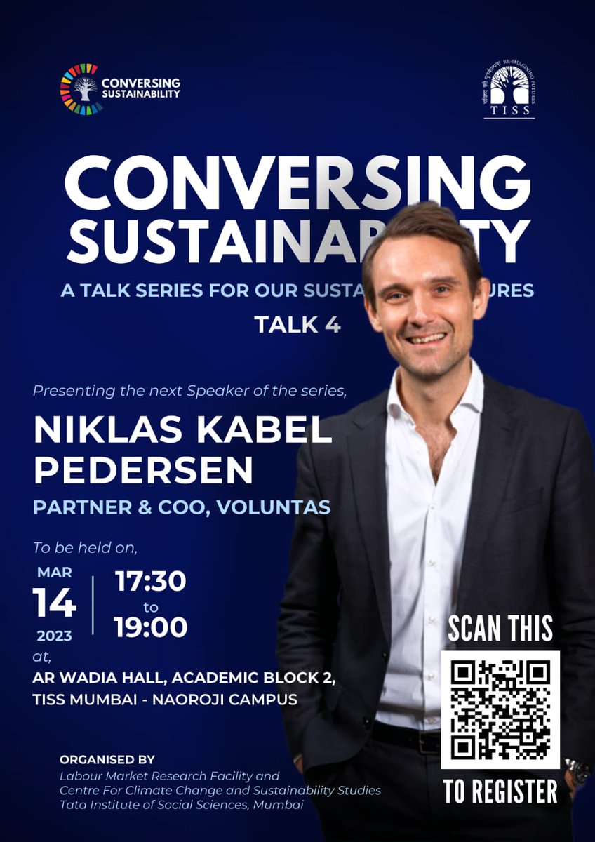 cstissmumbai's tweet photo. We are happy to extend the invitation for the 4th session of the #ConversingSustainability series.

Register here:
https://t.co/r8S1bkDIYL

17:30 to 19:00, March 14th 2023 
AR Wadia Hall, TISS Mumbai

#Sustainability #event #UNSDGs #TISSMumbai https://t.co/YZ5Y421cGX