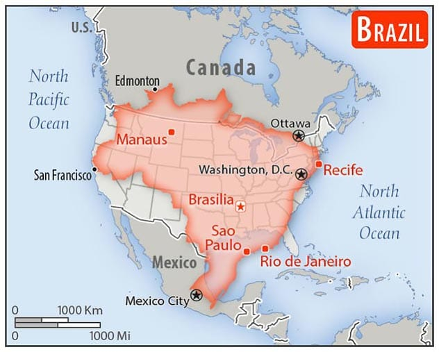 hide_seek_world's tweet photo. How big Brazil actually is! https://t.co/JIFszBJVC5