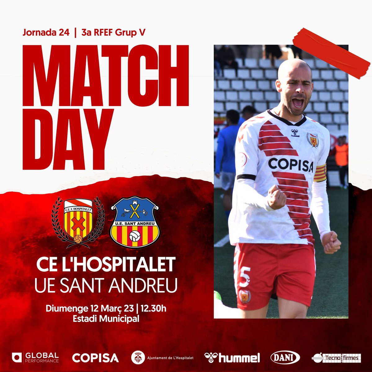 [DIA DE PARTIT]

🏆 #3aRFEF | J24
🕧 12.30h
⚽️ <a href="/CELHospitalet/">CE L'Hospitalet</a> - <a href="/uesantandreu/">Unió Esportiva Sant Andreu</a>
🏟 Estadi Municipal de L'H
📻 <a href="/HospiRadio/">HospiRadio</a>
🖥 <a href="/TelevisioLH/">Televisió L'Hospitalet</a> | <a href="/laxarxames/">La Xarxa+</a>
📱 Twitter CEL'H
🎟️ Socis UESA: 5€
🎟️ Entrada general: 10€
🆓️ Socis <a href="/cbhospitalet/">C.B. L'Hospitalet</a>

#HospiSantAndreu #SomhiHospi #MatchDayLH