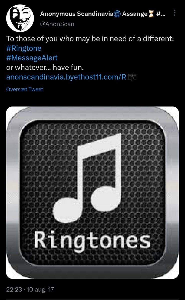 AnonScan's tweet image. To those of you who may be in need of a different:
#Ringtone 📱
#MessageAlert 📬
or whatever... have fun.

embassy.cat/Ringtones