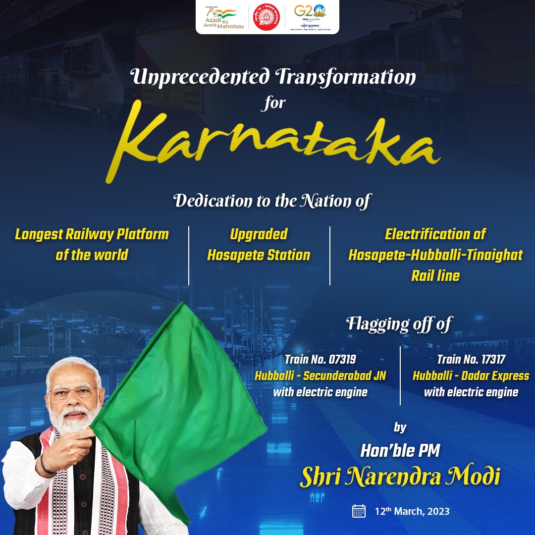 RailMinIndia's tweet photo. Hon'ble PM Shri @narendramodi will dedicate various Railway infrastructure projects in Karnataka today.

Watch live: https://t.co/idvyvxzSpT

https://t.co/mtIdGY20ID

#NayeBharatKaNayaStation
#RailInfra4Karnataka https://t.co/D7I83hvWD0