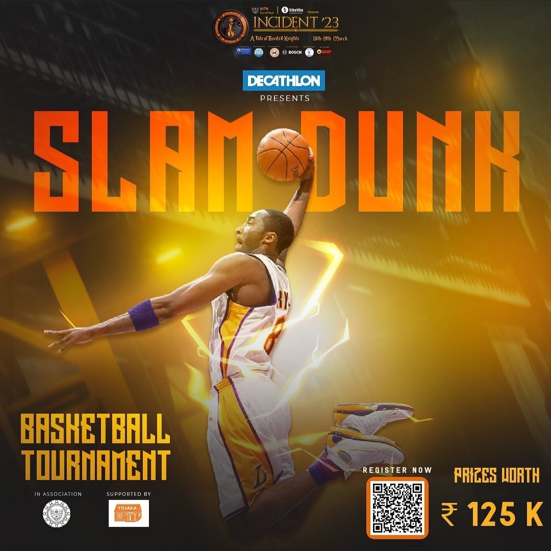incident_nitk's tweet photo. The annual basketball tournament of NITK and one of the most exciting sporting event of Incident SLAM DUNK is back.
#SlamDunk #basketball #tournament  #sports #incident2023 #fest #college #festival #ataleofbardsandknights #nitk #nitksurathkal #mangalore #udupi #manipal #kudla https://t.co/kmZioGEQjK