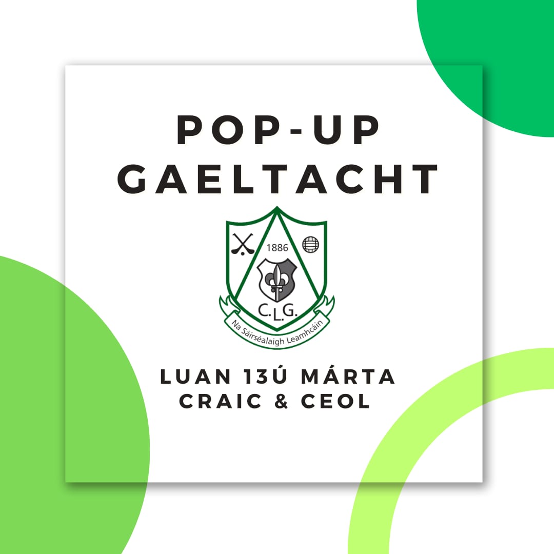 Tá súil againn go bhfuil sibh réidh don Luan! Beidh an pop-up Gaeltacht ag tosnú ag a 8in 🇮🇪