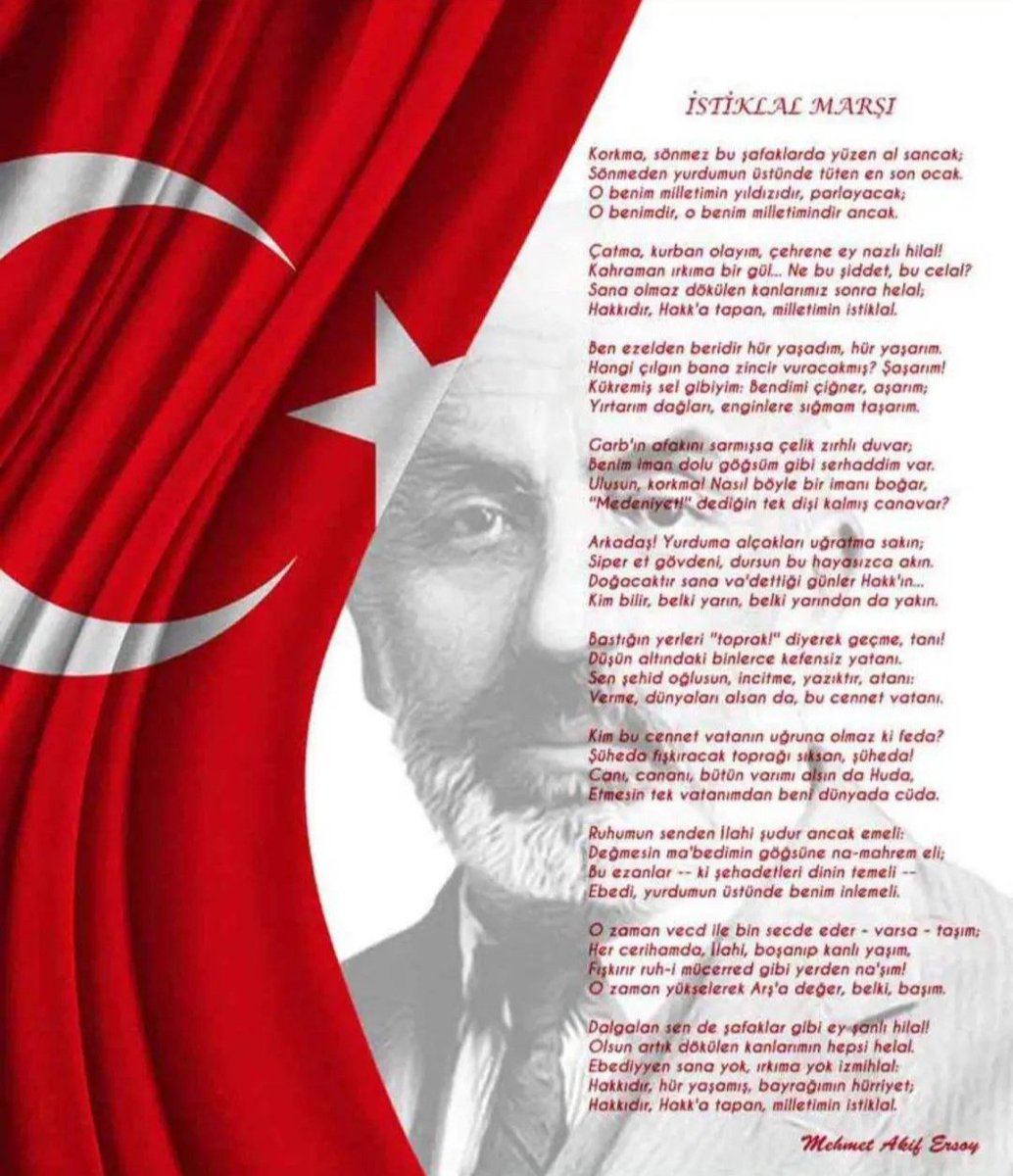 DamatLisesi's tweet photo. 12 Mart İstiklal Marşının Kabulü ve Mehmet Akif Ersoy'u Anma günü
Allah bu millete bir daha İstiklâl Marşı yazdirtmasın.
@tcmeb 
@nevsehirvalilik 
@TCAcigol 
@ACIGOLMEM 
@semihkirim 
@zeynelkolutek https://t.co/OchMvF5ujO