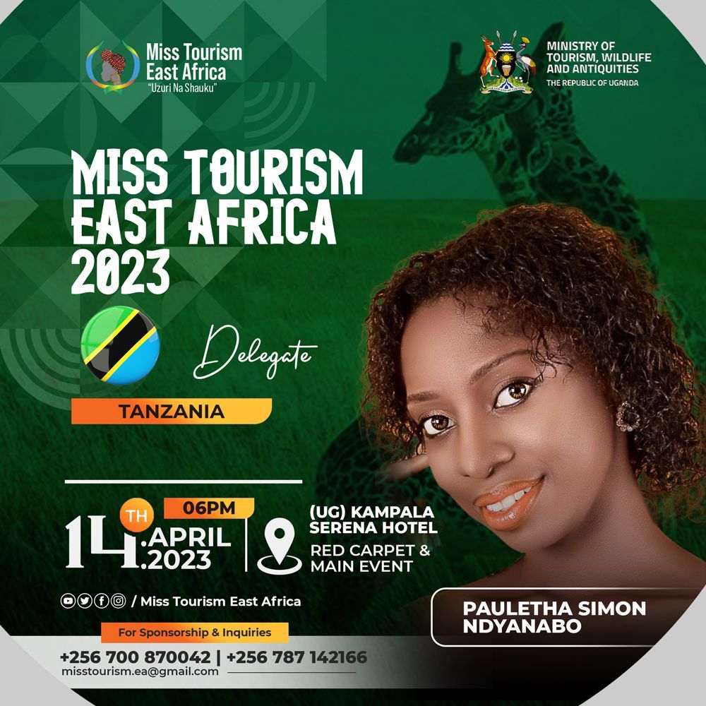 misstourismea's tweet photo. Meet the beautiful Pauletha Simon Ndyanabo. She will be representing TZ at the miss tourism east Africa beauty pageant come 14th April at Kampala Serena hotel. 
#beautybeyondborders
@misstourismtanzaniaofficial 
@MTWAUganda
@kampalaserenahotel 
@hotel_lavena 
@uwec_entebbezoo https://t.co/xHAUTGR4v8