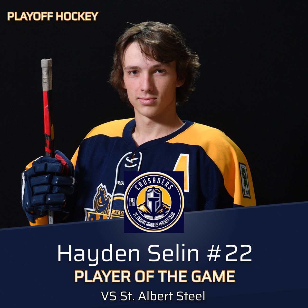 RaidersCrusader's tweet photo. Amazing game Hayden, a well deserved player of the game vs @RaidersSteel tonight. 👏 https://t.co/juqUGjOtKc