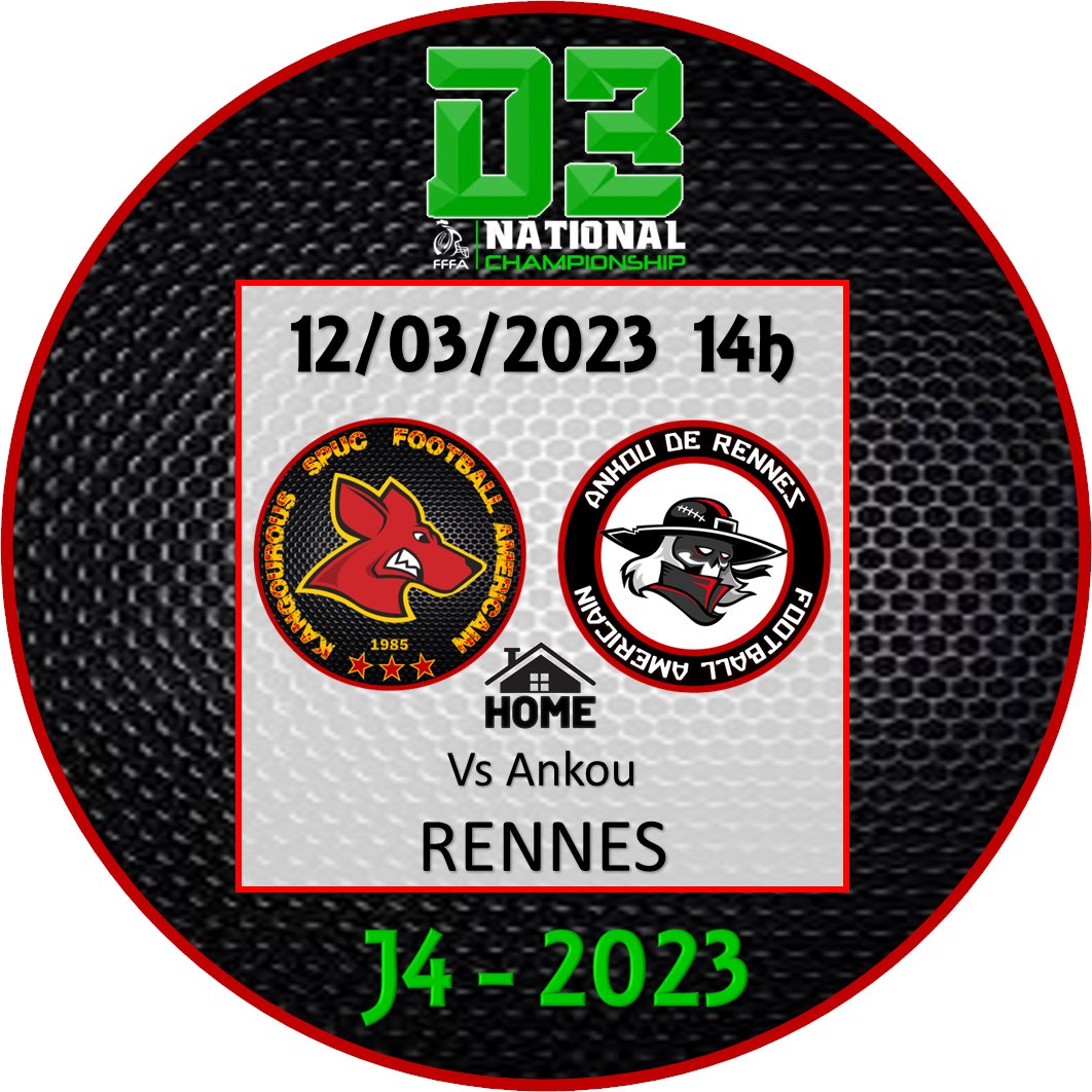 GAME DAY!
A 14h, au stade de Romainville, les Kangs accueillent l'Ankou de Rennes pour la 5ème journée du casque d'Argent! 
La météo nous annonce une rencontre sans pluie (source météo France), profitez en tous pour venir nombreux encourager nos seniors!
Buvette Ouverte!