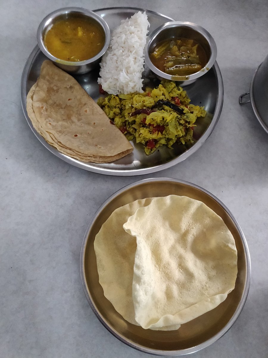 SaurinShahCA's tweet photo. Normally I enjoy full sapad of Annapoorna which I am missing as I have not visited Coimbatore since years but today lot was compensated when wife made Cabbage Poriyal, Sambhar, puli kolam & appalam with rice & roti. I enjoyed it with filter coffee made at home by me. #sapad https://t.co/sJkgP47Afh