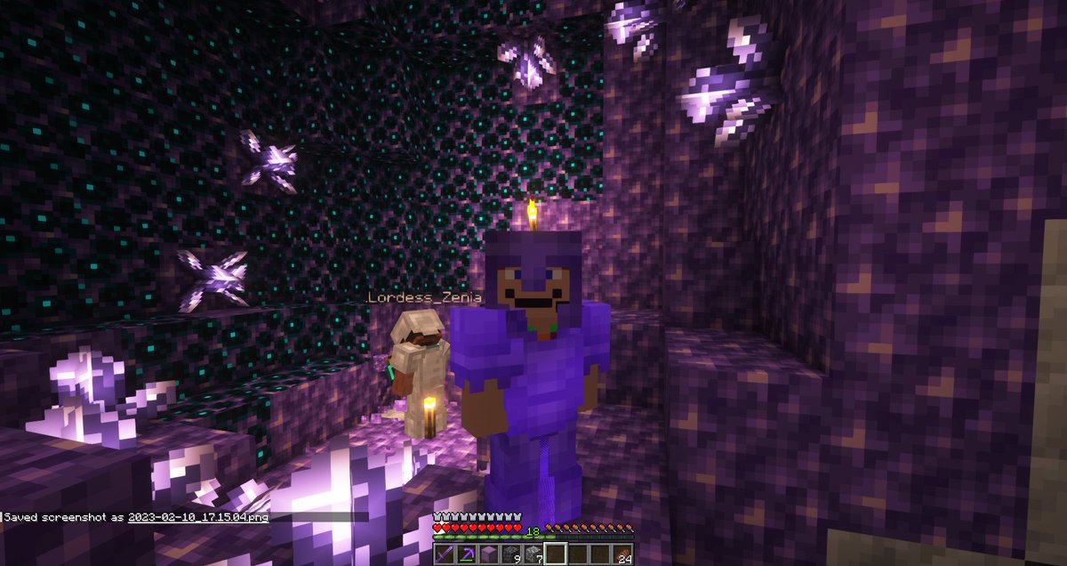 SegDefenders's tweet photo. Seg Defenders SMP Screenshots

1. VR Selfie w/ Ani

2 &amp; 3. Shaders Selfies w/ Ani

4.  Amethyst geode covered in sculk

5. F in Chat For Seg Balls The First

6. How did this happen?

7. Roboteliseg with shaders

8. The Valley of Seg w/ Morning Fog https://t.co/f7dhBxi1qF