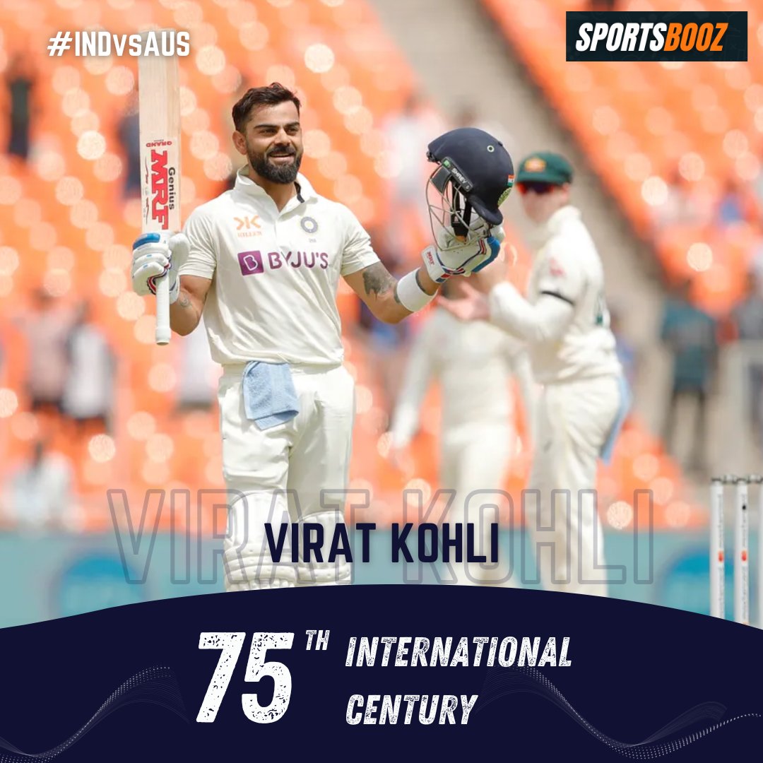 sportsbooz's tweet photo. #ViratKohli𓃵 is officially in his prime. 28th #test100 after three years.
.
Virat 2.0 dominance is here.
.
.
#INDvAUS #ViratKohli #wtcfinal #rohit #TestCricket #BorderGavaskarTrophy2023 #BGT23 #TeamIndia #IndVsAus2023 #PlayBold https://t.co/0AxIMCkuwc