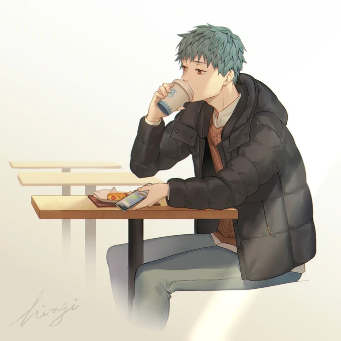カフェで暇をつぶす英霊夢装はじめちゃん 