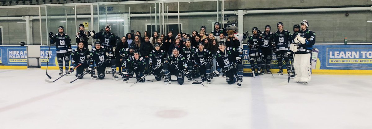 PFSport's tweet image. Last night we went to watch @BristolPitbulls in a thrilling ice hockey match. The girls even got on the ice at the end to see the team #girlsontour #pficehockey #planetice #newsport