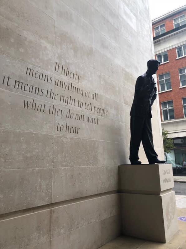 dancingmoira's tweet image. Oh the irony of this quote from George Orwell outside Broadcasting House - the home of the BBC #GaryGate #ImWithGary #BoycottBBC