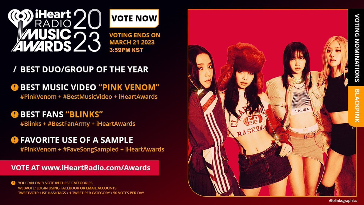 ori on Twitter "RT BLINKVotingPage ⛳iHEARTRADIO AWARDS 2022 ⏰RESET